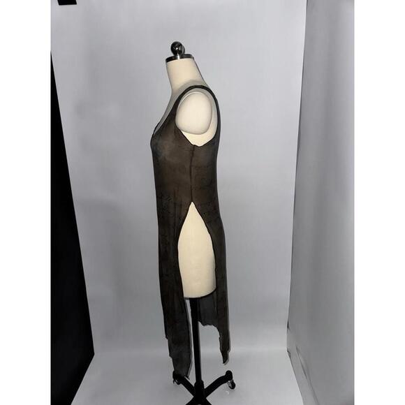 Silk Sheer Tunic Top Chemise Dress Gray No Sz Tag Fits Like S Small - Picture 3 of 7